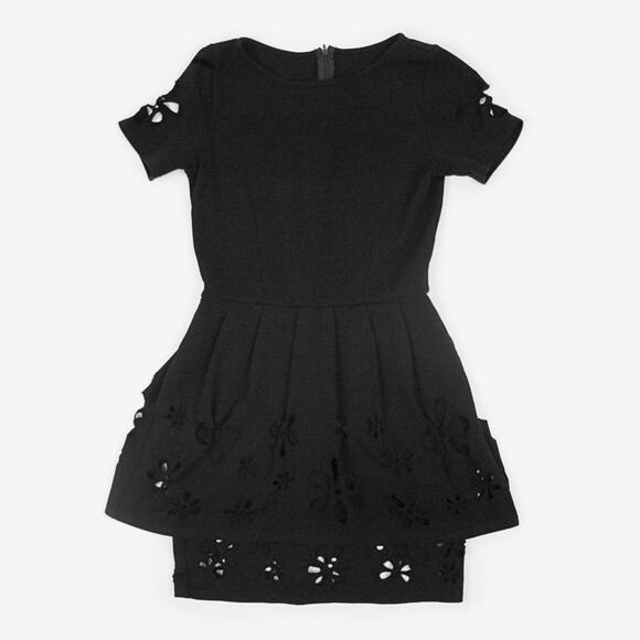 ASOS Floral Cutout Mini Dress Size 6 Black Minimalist Semi-Formal Date Night - Picture 3 of 13